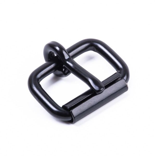 Stabile Rollschnalle aus Stahl, schwarz für 15-16mm Gurt-/Lederband
