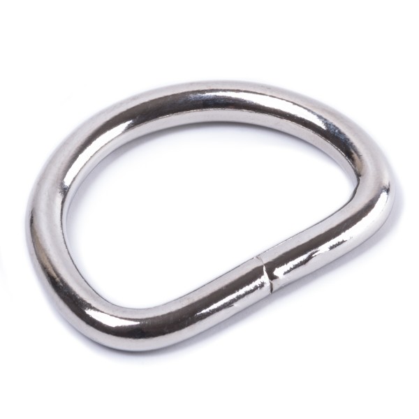 Sattler Halbring / D-Ring aus Stahl - vernickelt, geschweißt 3x20mm